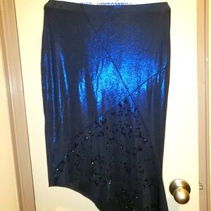 Celo Metallic blue asymmetrical skirt
